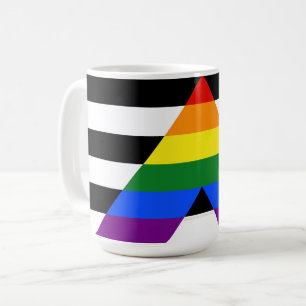 SlipperyJoe's straight ally flag smooth rainbow gr Coffee Mug