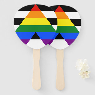 SlipperyJoe's straight ally flag smooth rainbow gr Hand Fan