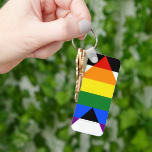 SlipperyJoe's straight ally flag smooth rainbow gr Keychain