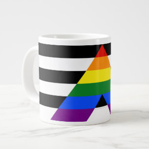 SlipperyJoe's straight ally flag smooth rainbow gr Large Coffee Mug