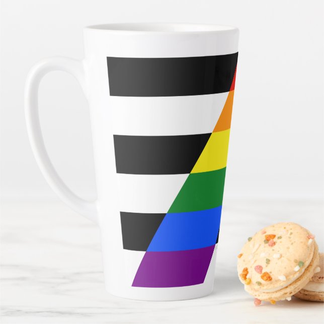 SlipperyJoe's straight ally flag smooth rainbow gr Latte Mug (In Situ)