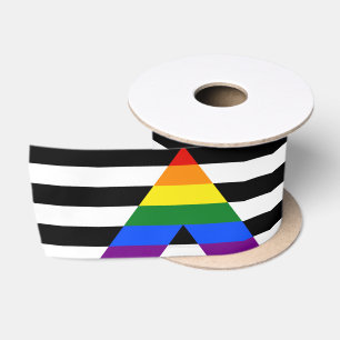 SlipperyJoe's straight ally flag smooth rainbow gr Satin Ribbon