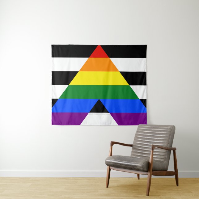 SlipperyJoe's straight ally flag smooth rainbow gr Tapestry (In Situ (Horizontal))