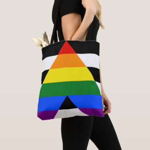 SlipperyJoe's straight ally flag smooth rainbow gr Tote Bag