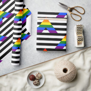 SlipperyJoe's straight ally flag smooth rainbow gr Wrapping Paper