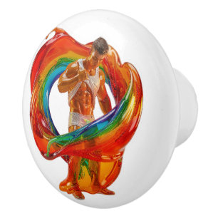 SlipperyJoe's striking modern Pride-themed masculi Ceramic Knob