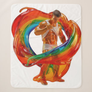 SlipperyJoe's striking modern Pride-themed masculi Sherpa Blanket