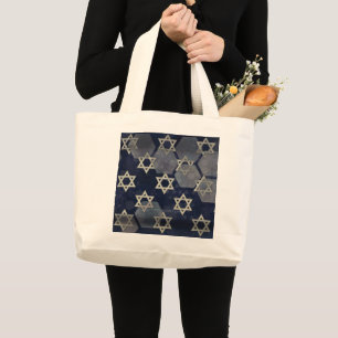 SlipperyJoe's strong Hanukkah vibe Star of David m Large Tote Bag