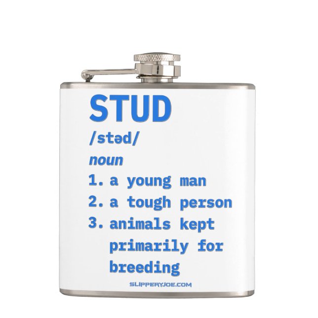 SlipperyJoe's stud definition animals dictionary b Hip Flask (Front)