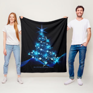 SlipperyJoe's stylized glowing Christmas tree brig Fleece Blanket
