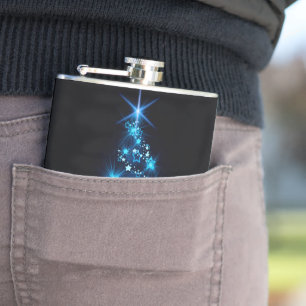 SlipperyJoe's stylized glowing Christmas tree brig Hip Flask