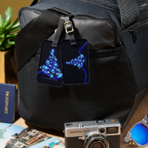 SlipperyJoe's stylized glowing Christmas tree brig Luggage Tag
