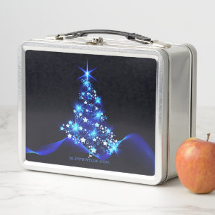 SlipperyJoe's stylized glowing Christmas tree brig Metal Lunch Box