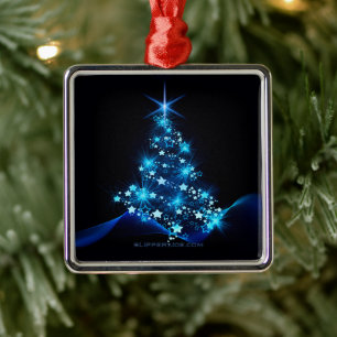 SlipperyJoe's stylized glowing Christmas tree brig Metal Ornament