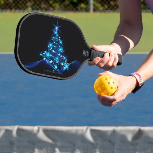 SlipperyJoe's stylized glowing Christmas tree brig Pickleball Paddle