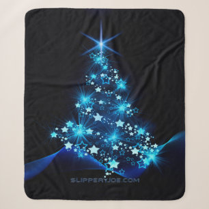 SlipperyJoe's stylized glowing Christmas tree brig Sherpa Blanket