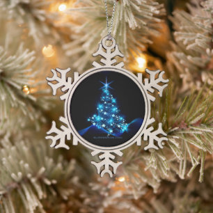 SlipperyJoe's stylized glowing Christmas tree brig Snowflake Pewter Christmas Ornament