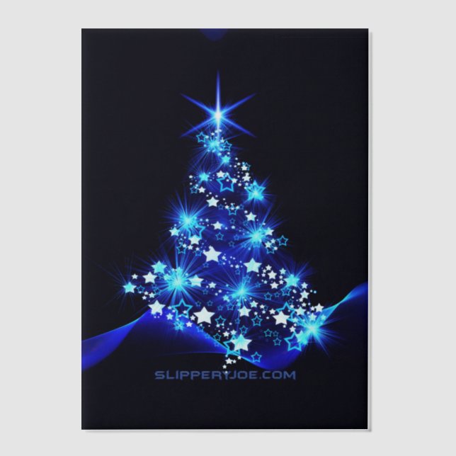 SlipperyJoe's stylized glowing Christmas tree brig Vellum Invitations (Front)