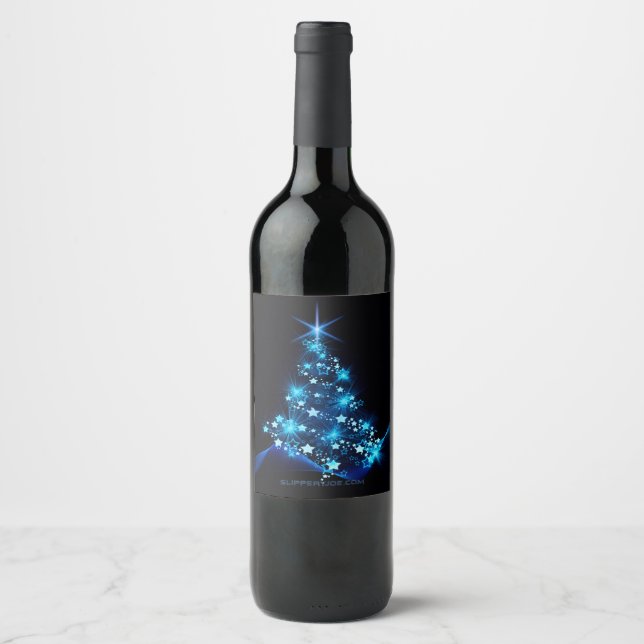SlipperyJoe's stylized glowing Christmas tree brig Wine Label (Front)