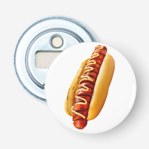 SlipperyJoe's summer BBQ vibe hot dog nestled soft Bottle Opener