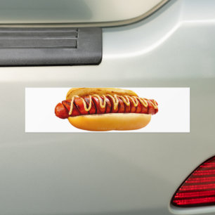 SlipperyJoe's summer BBQ vibe hot dog nestled soft Bumper Sticker