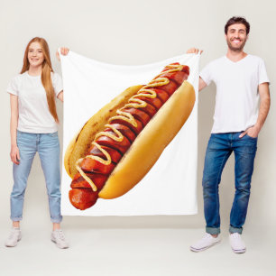 SlipperyJoe's summer BBQ vibe hot dog nestled soft Fleece Blanket