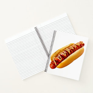 SlipperyJoe's summer BBQ vibe hot dog nestled soft Notebook