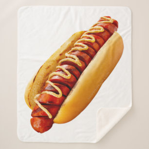 SlipperyJoe's summer BBQ vibe hot dog nestled soft Sherpa Blanket