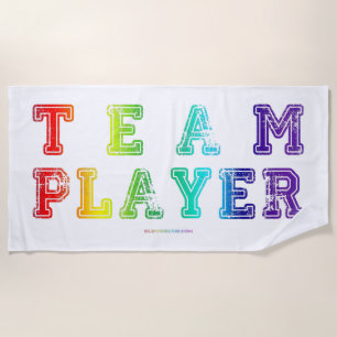 SlipperyJoe's team player filled with smooth rainb Beach Towel