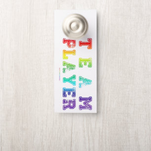 SlipperyJoe's team player filled with smooth rainb Door Hanger