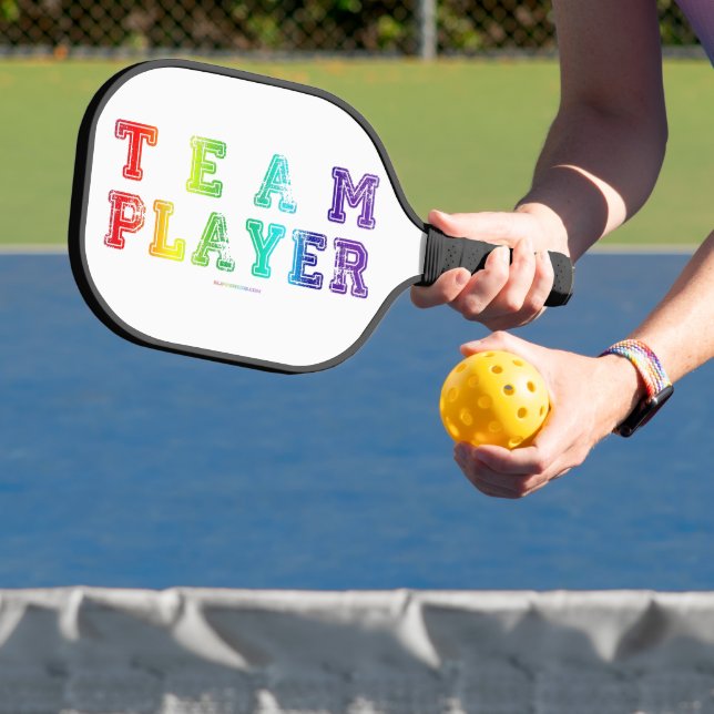 SlipperyJoe's team player filled with smooth rainb Pickleball Paddle (Insitu)