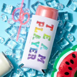 SlipperyJoe's team player filled with smooth rainb Seltzer Can Cooler