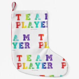 SlipperyJoe's team player filled with smooth rainb Small Christmas Stocking