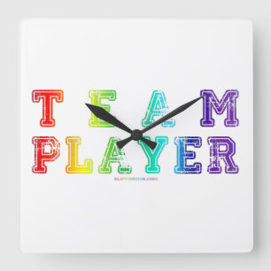 SlipperyJoe's team player filled with smooth rainb Square Wall Clock