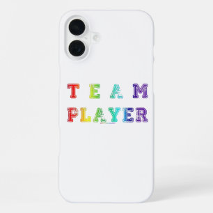SlipperyJoe's Team Player words gradient rainbow c iPhone 16 Plus Case