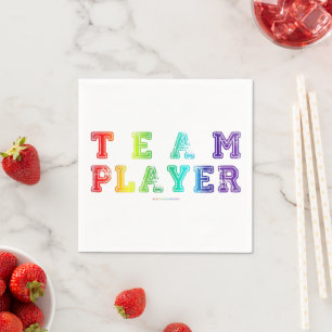 SlipperyJoe's Team Player words gradient rainbow c Napkin