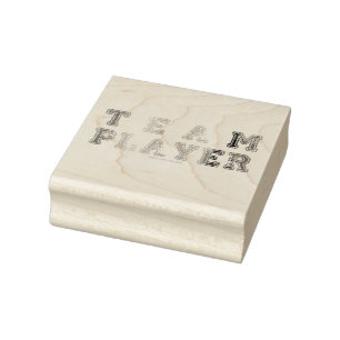 SlipperyJoe's Team Player words gradient rainbow c Rubber Stamp