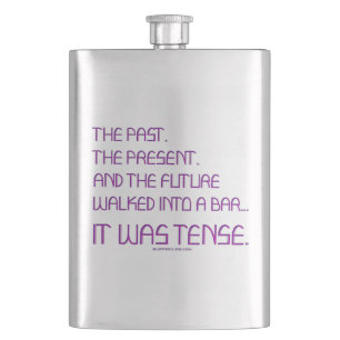 SlipperyJoe's tense word past future purple funny  Hip Flask