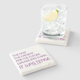 SlipperyJoe's tense word past future purple funny  Stone Coaster