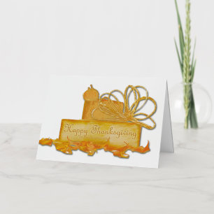 SlipperyJoe's Thanksgiving acorns leaves rope LGBT Foil Holiday Card