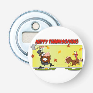 SlipperyJoe's Thanksgiving funny leaves pilgrim ru Bottle Opener