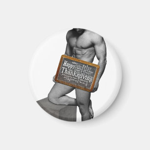 SlipperyJoe's Thanksgiving man hot six-pack abs un Magnet