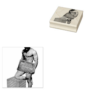 SlipperyJoe's Thanksgiving man hot six-pack abs un Rubber Stamp