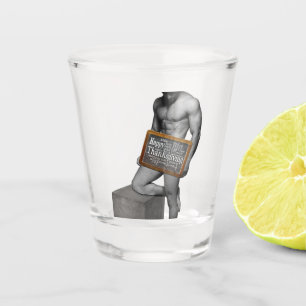 SlipperyJoe's Thanksgiving man hot six-pack abs un Shot Glass