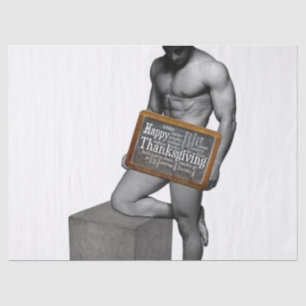 SlipperyJoe's Thanksgiving man hot six-pack abs un Tissue Paper