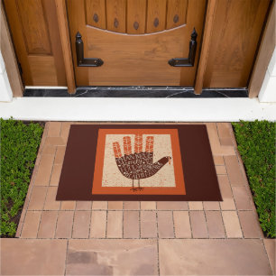 SlipperyJoe's Thanksgiving playful turkey illustra Doormat