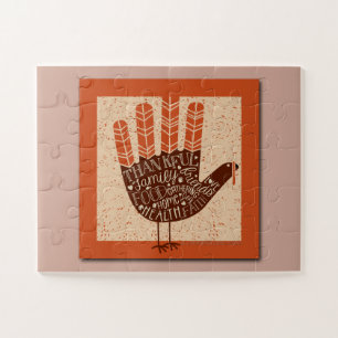 SlipperyJoe's Thanksgiving playful turkey illustra Jigsaw Puzzle
