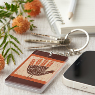 SlipperyJoe's Thanksgiving playful turkey illustra Keychain
