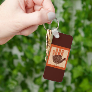 SlipperyJoe's Thanksgiving playful turkey illustra Keychain