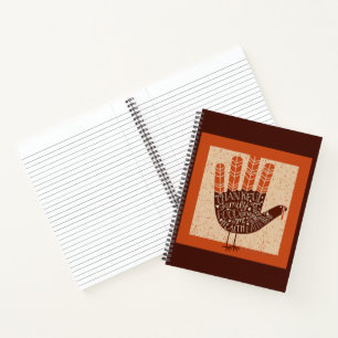 SlipperyJoe's Thanksgiving playful turkey illustra Notebook